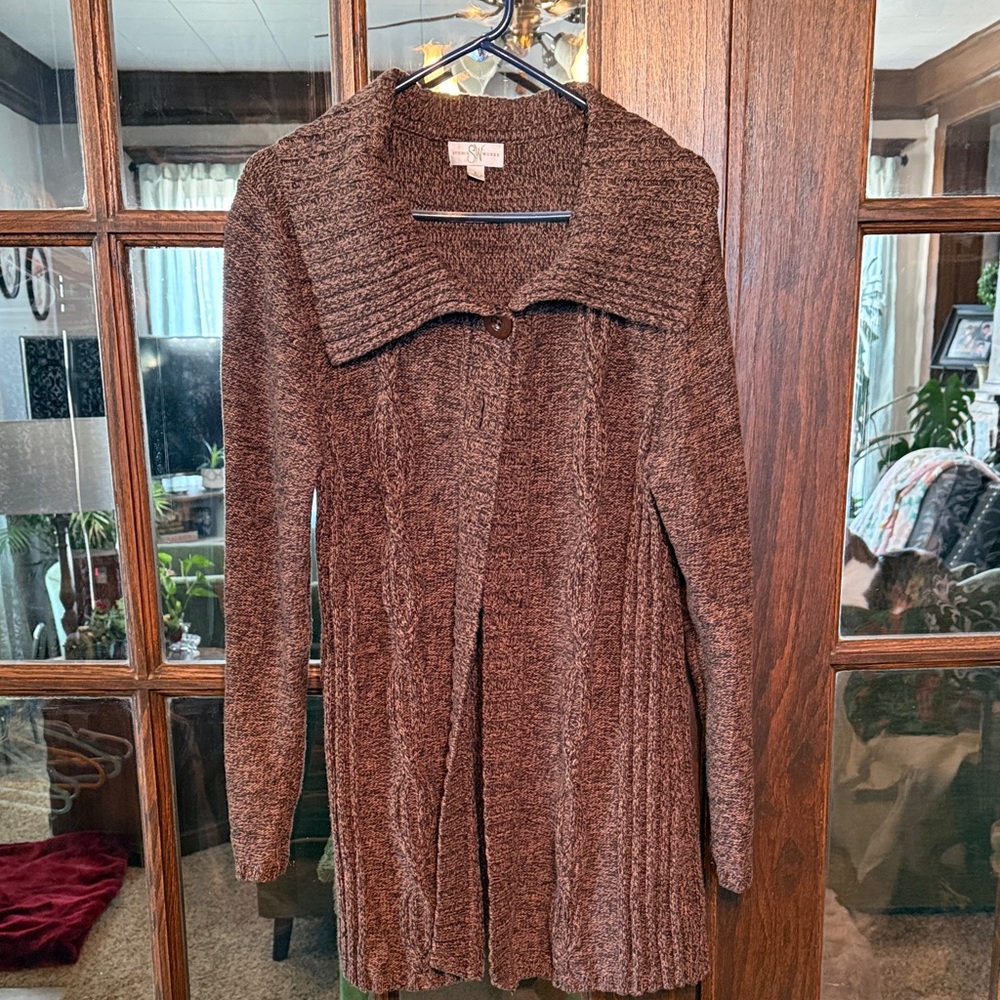 Studio Works Chocolate Knit Women's Cardigan Size Large Y2K‎